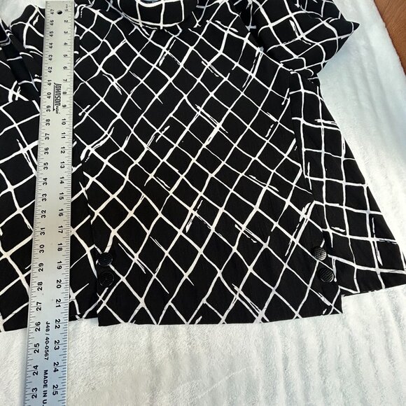 Habitat Womens Drape Collar Diamond Print Pullover Top Large Black/White Casual - Picture 8 of 9